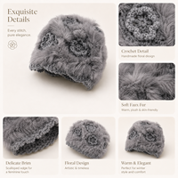Chapeau bob en fausse fourrure de lapin pour femme, chaud et doux, style danse du lion, tricoté, effet amincissant pour le visage, pour grandes têtes, vente en gros