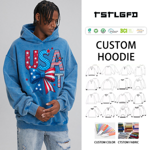 Sweats à capuche vintage personnalisés 100% coton, poids lourd, délavés à l'acide Pull court à capuche en coton biologique pour hommes - Product Image 1