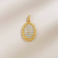 Pendentif ovale élégant rétro pavé de diamants, or jaune 18 carats, diamant de laboratoire, accessoires de mode nobles et exquis, ensembles de bijoux