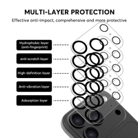 Protector de pantalla de vidrio templado 9H con cobertura total para la lente de la cámara del iPhone 18 Pro, antiarañazos.