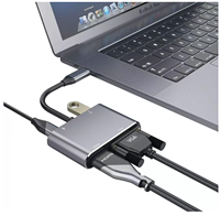 Station d'accueil USB-C 4-en-1 avec adaptateur PD 100W Type-C 4K HDTV VGA USB 3.0 pour ordinateur portable, téléviseur, projecteur