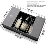 Boîte d'emballage de luxe personnalisée à double porte pour bougies et parfums, avec insert en ruban, boîtes rigides en papier imprimé pour coffrets cadeaux de parfums