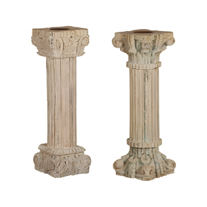 Heritage Wooden <b>Tall</b> <b>Pillar</b> <b>Candle</b> Stand Hand Carved Floral Design Farmhouse Home Hotel Indoor Outdoor Decorative Display - Product Image 1