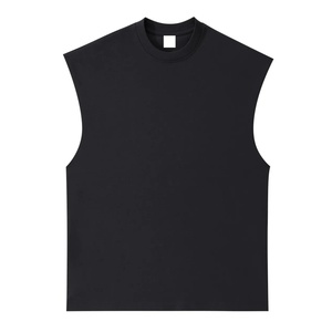 Camiseta sin mangas <span class=keywords><strong>de</strong></span> corte holgado y peso pesado <span class=keywords><strong>de</strong></span> 350 g, estilo chaleco corto extragrande, con logo bordado o estampado personalizado, color liso para hombre. - Product Image 3