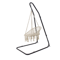 Fauteuil suspendu en macramé beige pour adultes, style moderne, avec coussin moyen, pour balcon, chambre, véranda, parc, extérieur, avec corde de balançoire
