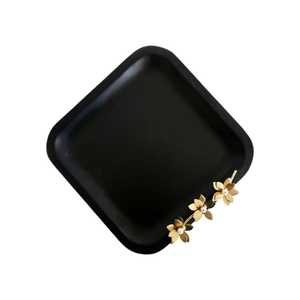 Beautiful Black Square Tray With Floral <b>Border</b> For Restaurant Wedding Hotel Home Usage in Low Price - Product Image 1