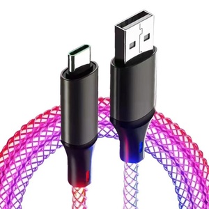 Câble de données lumineux tressé coloré, compatible avec Apple Type-C Android, câble de charge rapide, câble de charge lumineux à effet respirant - Product Image 1