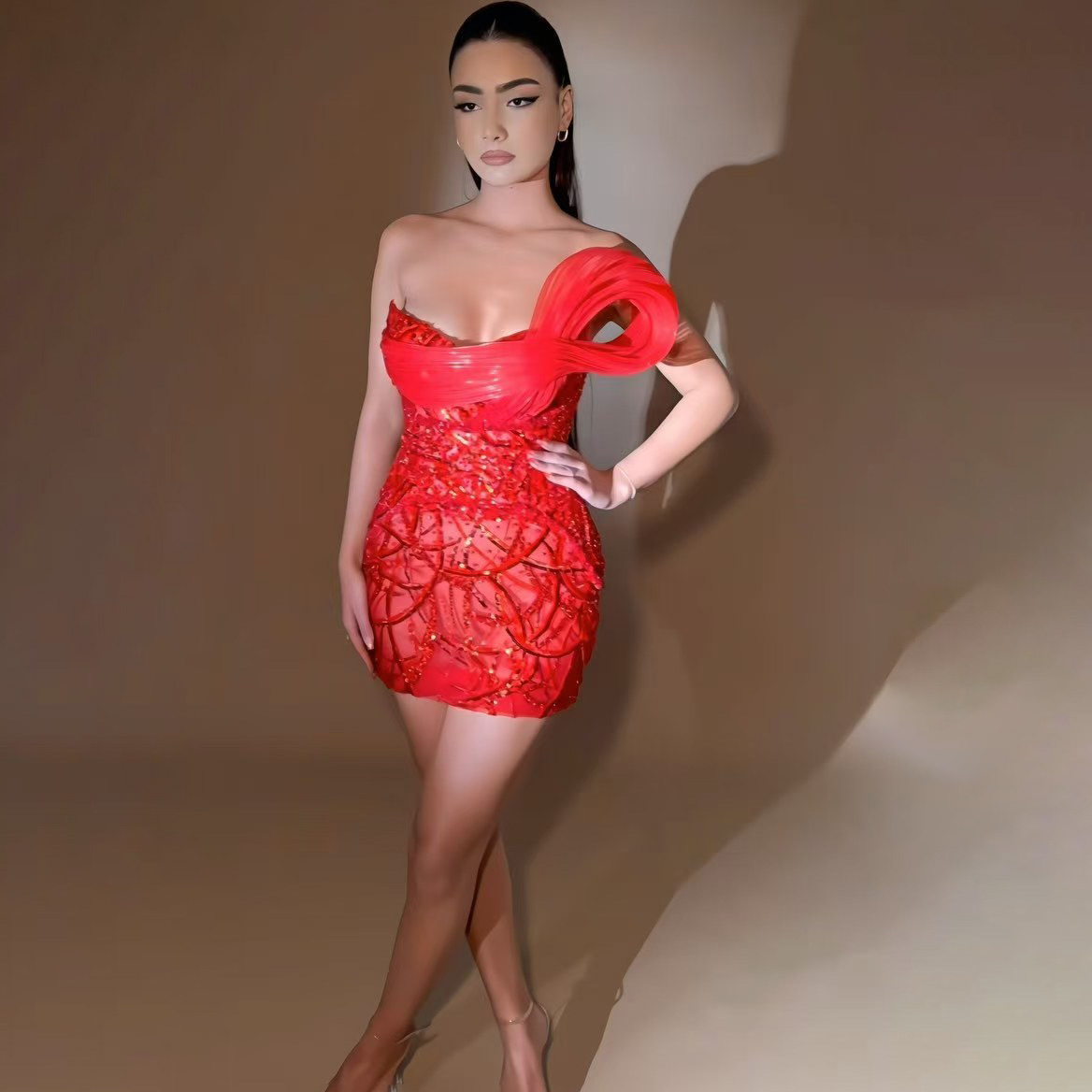 strapless open back dress Red Cotton Mini T-Shirt Dress - Casual Dresses main image 0