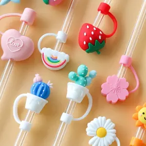 1-12PC Christmas Limited Straw Cover Reusable 8mm & 10mm Silicone Straw  Toppers