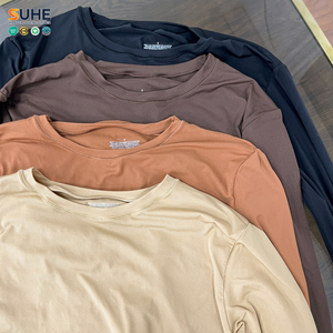 T-shirt streetwear à manches longues SUHE pour femme, col rond sans couture, ajusté, extensible, basique, idéal pour la superposition - Product Image 5