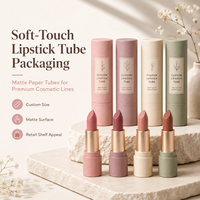 Tube en carton mat écologique pour rouge à lèvres, finition douce au toucher, cylindre de taille personnalisée, logo, emballage durable de qualité supérieure, vente en gros