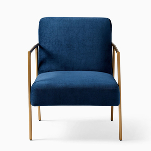 Sillón de Salón de Metal Forjado a Mano de Lujo con Tapicería de Tela, Sillón de Comedor para Villas y Sofás de Descanso - Product Image 1