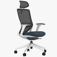 Chaise de bureau ergonomique à dossier haut en tissu maillé avec appui-tête et roulettes, hauteur réglable, design contemporain