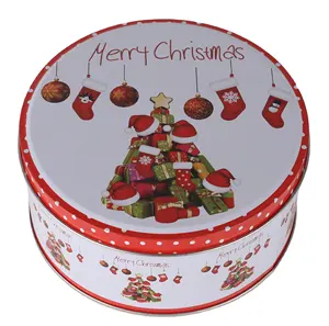 定制印刷铝罐容器包装圆形金属锡盒糖果巧克力化妆品圣诞礼品锡罐盒
