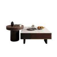 Table basse moderne en bois 2026 avec plateau en pierre frittée – Nouvelle table basse de luxe pour salon/hôtel/bureau – Mobilier de maison
