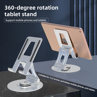 Support de bureau universel pliable en alliage d'aluminium pour téléphone portable et tablette, réglable en hauteur, avec support rotatif antidérapant
