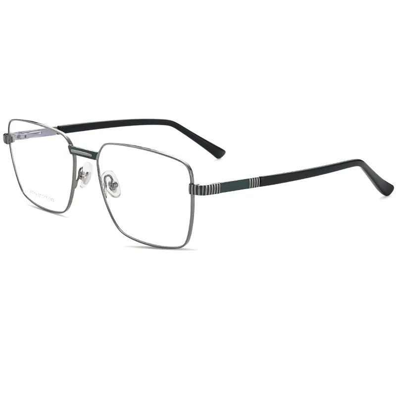 2022 nuevas gafas de lectura para hombres de negocios Marco de Gafas de metal cuadrado Spring Temple Marco de gafas grande