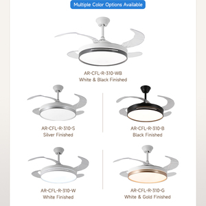Ventilateur de plafond LED rétractable moderne de 42 pouces, pales invisibles, 3 températures de couleur, télécommande, fonction de minuterie à 6 vitesses pour salon et chambre à coucher - Product Image 4