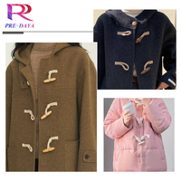 Jaket Mantel Ramah Lingkungan Berlapis Resin dengan Kancing Dekoratif, Tali Rami, dan Kancing Tanduk Sapi