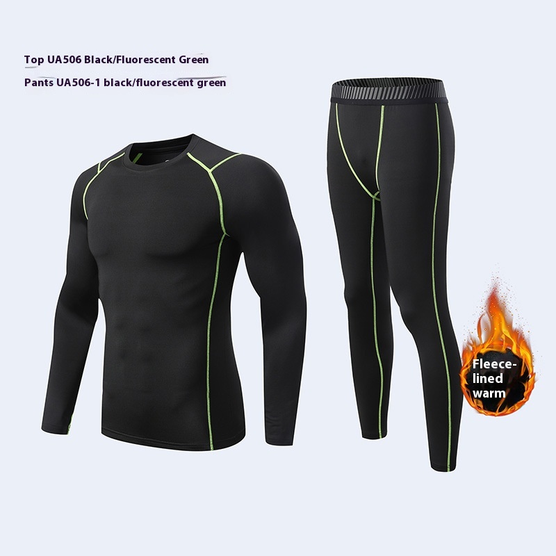 Top UA506 nero/verde fluo+pantaloni UA506-1 nero/verde fluo