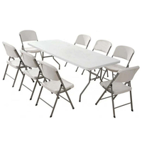 Table de pique-nique pliante en plastique de haute qualité, 6 pieds, pour camping, fêtes, repas, table de banquet pliable avec poignée
