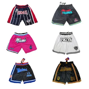 Basketball 2024 Newest Just Don US America Size Men Breathable MN SW Vintage NBAA Pocket Embroidered Basketball Shorts
