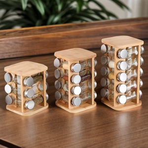 Accesorios de cocina de bambú Estante de especias Soporte de especias de bambú Estante de especias Organizador <span class=keywords><strong>Restaurante</strong></span> Estante giratorio - Product Image 6