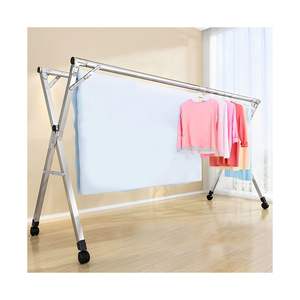DB 2.0m Portable Double-Tier Debout Étendoir À Linge Gain De Place En Plein Air Pliable Porte-Linge Avec Roues - Product Image 2