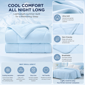 Couette rafraîchissante double face légère taille Queen pour l'été, couverture respirante pour les personnes ayant chaud la nuit - Product Image 2
