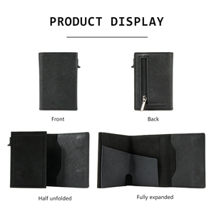 2024 Smart Genuine Leather/PU Leather Magnetic <b>Wallet</b> <b>Metal</b> Box Pop up <b>Wallet</b> Rfid Protected Card Holder - Product Image 5