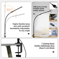 Lampe de table LED pour la protection des yeux avec chargeur USB progressif, commande par interrupteur, abat-jour moderne en aluminium, sans scintillement, pour le bureau et l'étude