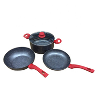 Prix de gros 3 pièces d'ustensiles de cuisine avec revêtement en granit, ensemble de casseroles et poêles en aluminium antiadhésif pour la maison et le restaurant