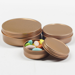 Boîte métallique ronde peu profonde de <span class=keywords><strong>2</strong></span> oz en acier doré rose de qualité supérieure avec couvercle à vis, lot de <span class=keywords><strong>2</strong></span>, pour bougies/bonbons - Product Image 1