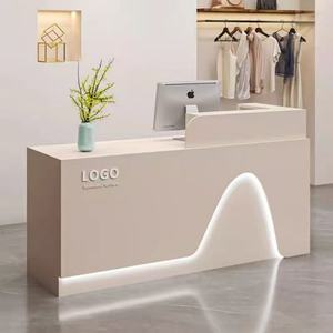 Comptoir de réception de spa personnalisé avec éclairage LED, design minimaliste pour salon de beauté, bureaux de réception de salon de coiffure - Product Image 3