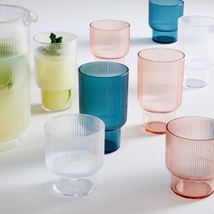 <span class=keywords><strong>Verre</strong></span> côtelé à rayures verticales, style empilable, bande de Texture repérée, gris et clair - Product Image 2