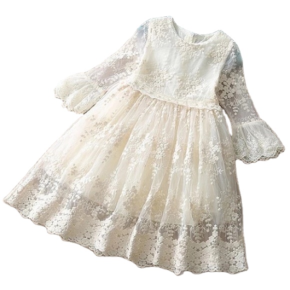 Детское кружевное платье принцессы с длинным рукавом для вечеринки и выпускного вечера