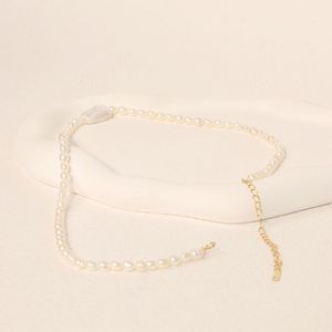Chris April Fine <strong>Jewelry</strong> 925 Sterling <strong>Silver</strong> Gold Plated Natural Freshwater Baroque Rice Pearl Necklace - Product Image 5