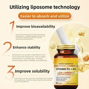 Cápsulas personalizadas OEM de vitamina D3 K2 para adultos, compatible con la salud ósea y la absorción de calcio, cápsula blanda de vitamina - Product Image 2