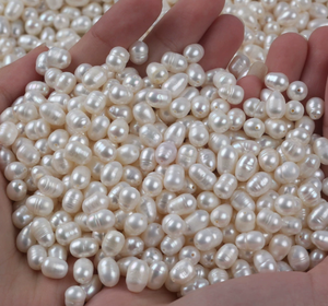 La fábrica 2025 ofrece cuentas de perlas de agua dulce barrocas blancas de 8mm perlas de arroz con agujero grande fabricación de joyas coloridas naturales sueltas tamaño de 8mm - Product Image 2