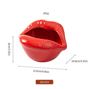 Cendrier en céramique en forme de lèvres sur mesure, couleur rouge DD1453, pour cigares, décoration intérieure, cadeau - Product Image 4