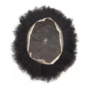 Tupé afro <span class=keywords><strong>para</strong></span> hombres, peluca de tupé de encaje completo indetectable de 4mm, prótesis de cabello indio <span class=keywords><strong>para</strong></span> <span class=keywords><strong>hombre</strong></span>, unidad de sistema de 6 ", peluca rizada - Product Image 1
