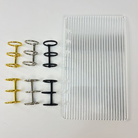 Neues DIY-Ringbuch mit Loseblatt-System, wasserdicht, Goldfarbener Metallring, Linierte Innenseiten, A6-Ordner, 6-Ring-Klarsicht-Binder, Notizbuchhülle aus Acryl