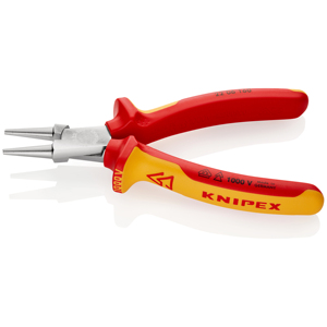 KNIPEX 22 06 160 Round Nose <b>Pliers</b> insulated with handles with multi-component grips, VDE-tested chrome plated 160 mm - Product Image 2