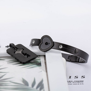 Love Lock Necklace And <b>Bracelet</b> Set Heart Shape Zinc Alloy <b>Couple</b> Jewelry Gift For Valentine Day - Product Image 5