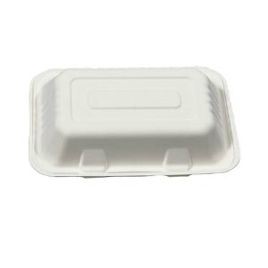 Caja de Cartón de Caña de Azúcar Biodegradable Desechable al por Mayor de 9x6 Pulgadas con <span class=keywords><strong>2</strong></span> Compartimentos, Contenedor Seguro para Alimentos para Fiestas - Product Image 1