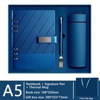 Coffret Cadeau d'Entreprise de Luxe Personnalisé avec Logo Comprenant un Carnet Relié A5, un Stylo, une Bouteille d'Eau et une Clé USB dans une Boîte Cadeau
