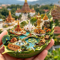 Souvenir culturel emblématique de la ville touristique de Xishuangbanna, aimant de réfrigérateur en métal 3D en relief, ornement de décoration pour la maison