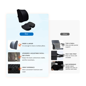 Coussin de siège et oreiller <span class=keywords><strong>lombaire</strong></span> en mousse à mémoire de forme à rebond lent, ergonomique et polyvalent pour le bureau, soulage la pression du coccyx - Product Image 3