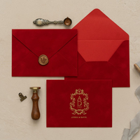 Enveloppes d'invitation en velours, enveloppes de mariage personnalisées avec monogramme, pressées à chaud A7 C6 C5