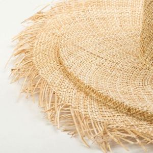 Sombrero de Paja Bao de Lujo Personalizado, Semielaborado, con Borde Plano y Flecos, Impresión Serigráfica - Product Image 4